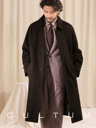 [CULTUM] Washed Cotton Balmacaan Coat