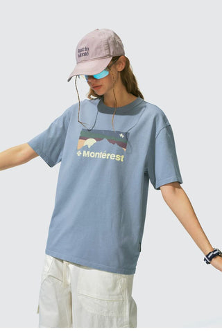 [Monterest] Washed Distressed Mountain Print T-Shirt