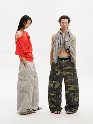[MASONPRINCE] Reversible Camo Wide Cargo Pants