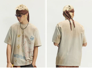 [Monterest] Washed Horse Sketch Print Tee