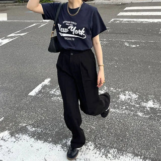 Pintuck Straight Slacks