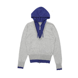 [Moromoro2] Patchwork Distressed Layered Hooded  Sweater