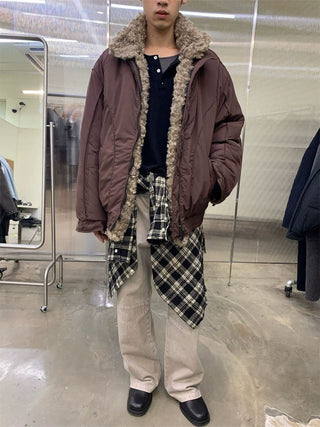 NEVERSEEZ Detachable Fur Collar Parka Jacket