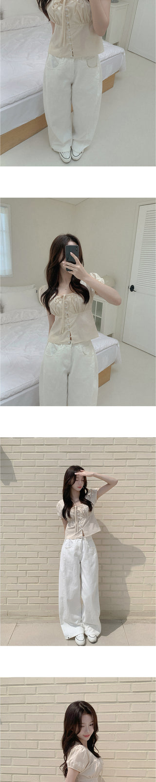 Wide-leg pants with side pleats