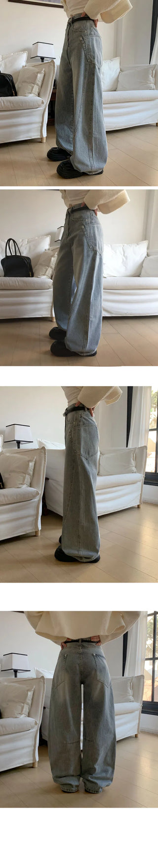 Planning Brand Side Pocket Split Line Wide Denim - 4 Colors