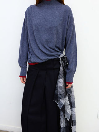 [NeverSeez] High-neck Color-block Knit Sweater