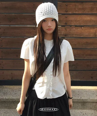 Kyoto frill short-sleeved blouse