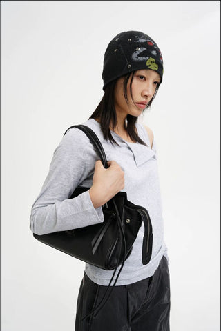 [MASONPRINCE] Studded Bear Print Knit Beanie