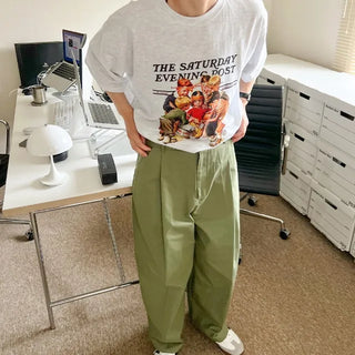 Pintuck Wide Chino Pants
