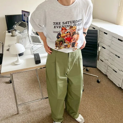 Pintuck Wide Chino Pants