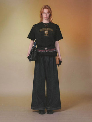 [Moromoro2] Preppy Badge Embroidered T-Shirt /  Hoodie