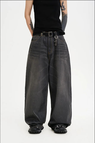 [MASONPRINCE] Waxed Relaxed Wide Leg Jeans