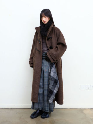 [NeverSeez] Pleated Plaid Skirt with Removable Waist Detail