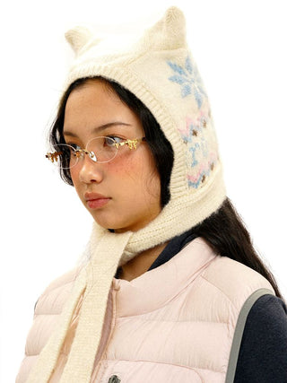 [Moromoro2] Fair Isle Mohair Cat Ear Hat