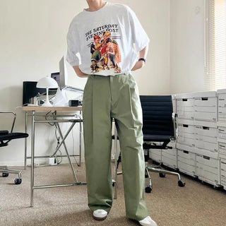 Pintuck Wide Chino Pants