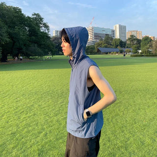 Nylon hooded zip-up