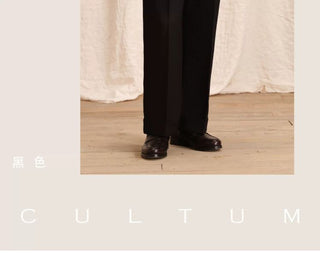 [CULTUM] Double Pleat Straight Leg Trousers