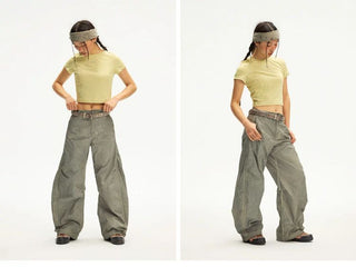 [Monterest] UPF50+ Washed Pleated Wide Pants
