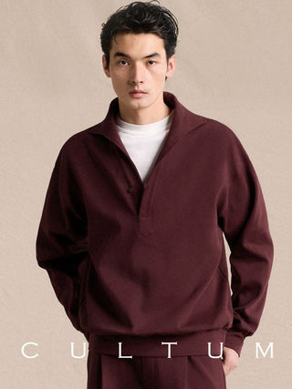 [CULTUM] Heavyweight Half-Zip Polo Collar Sweatshirt