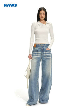 [NOTAWEAR] Asymmetric Polo Knit Top Slim  Fit