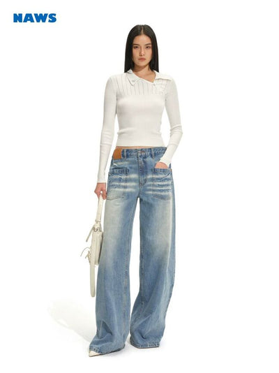 [NOTAWEAR] Asymmetric Polo Knit Top Slim  Fit