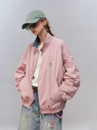 [Monterest] Water-Resistant Contrast Collar Zip Jacket