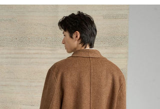 [CULTUM] Shawl Collar Belted Long Wool Coat