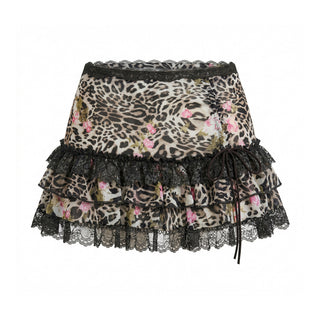 [NECY] Floral Leopard Lace Miniskirt