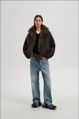 [MASONPRINCE] Detachable Faux Fur Collar Jacket