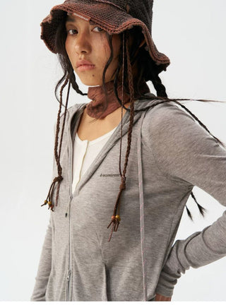 [Monterest] Lyocell Wool Blend Layered Hooded Knit Jacket