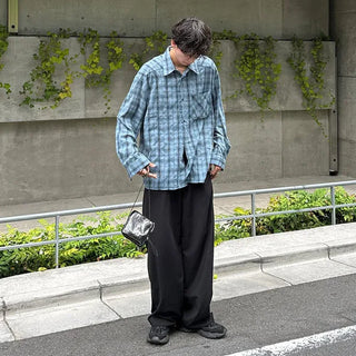 Cotton check long-sleeved shirt