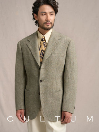 [CULTUM] Heavyweight Wool Herringbone Blazer