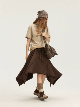 [Monterest] A-Line Patchwork Sweat Skirt
