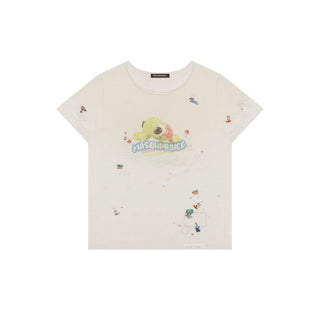 [MASONPRINCE] Turtle Print Rhinestone Cotton Tee
