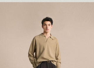 [CULTUM] Relaxed Fit Cotton Knit Polo Sweater