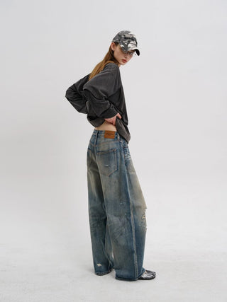 [MASONPRINCE] Distressed Wide Leg Jeans
