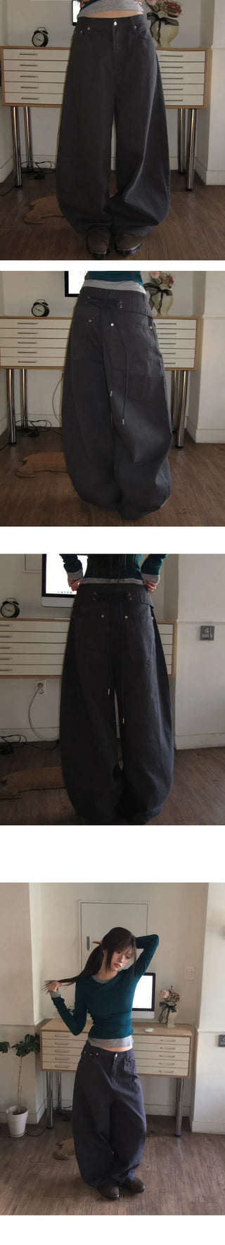 Balloon Corset Cotton Pants - 4 Colors