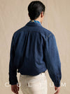 [CULTUM] Washed Gradient Cuban Collar Denim Shirt
