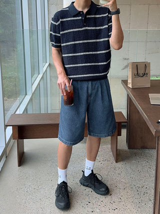 All Day Double-Tuck Half-Band Denim Shorts