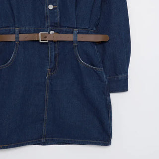 Belted denim dress