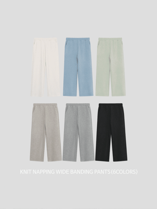 Kato Knit Fabric Brushed Wide Elastic Pants