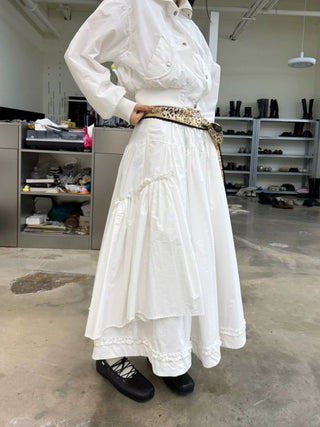 [NEVERSEEZ] Asymmetric Pocket A-Line Pleated Skirt