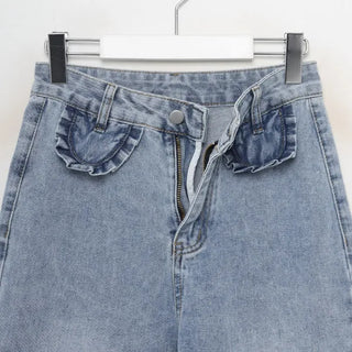 Frill detail denim pants