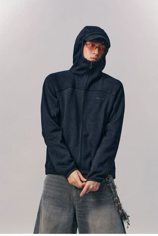 [Monterest] Fleece-Lined Hooded Zip-Up Cardigan