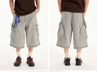 [Monterest] Washed Multi-Pocket 3D Cut Work Shorts