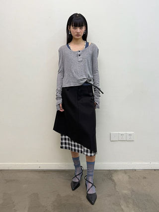 NEVERSEEZ Checkered Patchwork Skirt