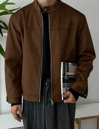 Easy Mandarin Suede Jacket (2 colors)