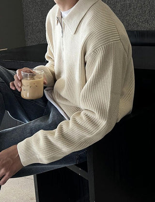 Supima collar half-zip knit (high Q)