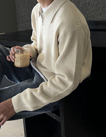 Supima collar half-zip knit (high Q)