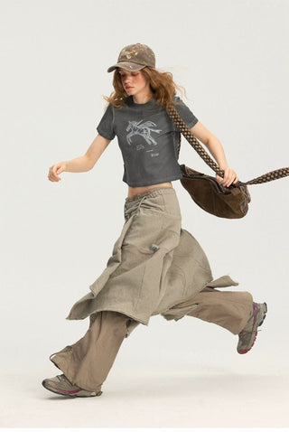 [Monterest] Unicorn Print Slim Fit Cropped Tee